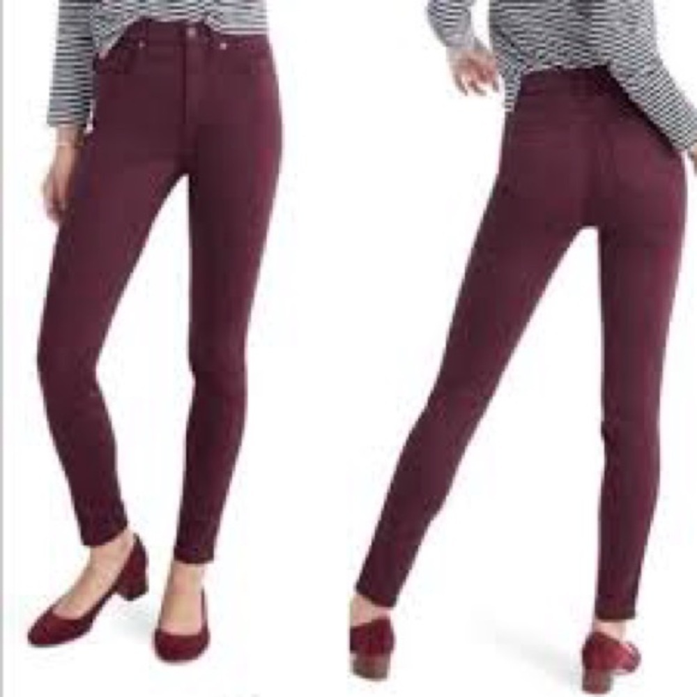 Madewell 9” High Riser Skinny Skinny Jeans size 29 Burgundy